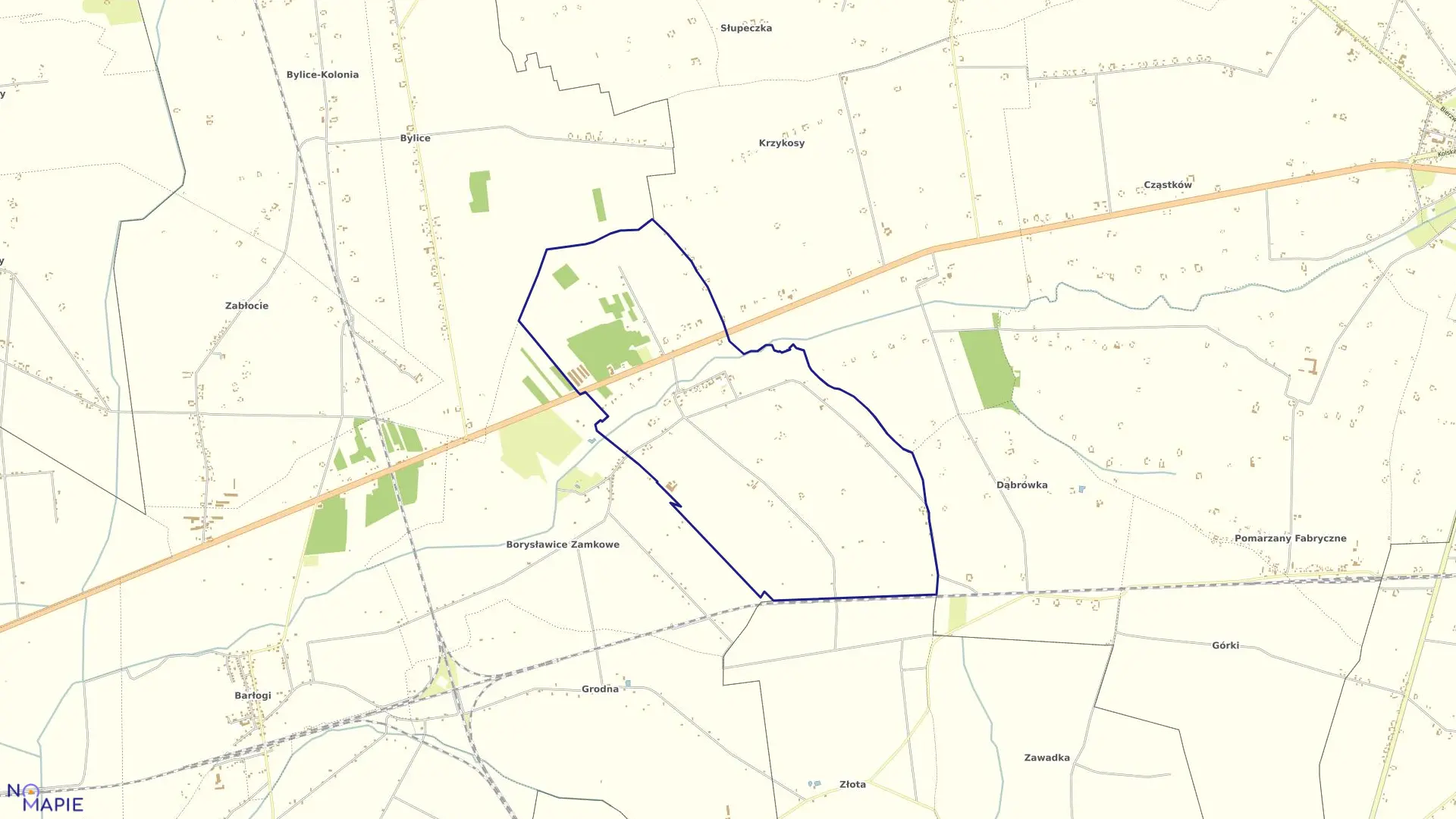 Mapa obrębu BORYSŁAWICE KOŚCIEL w gminie Grzegorzew