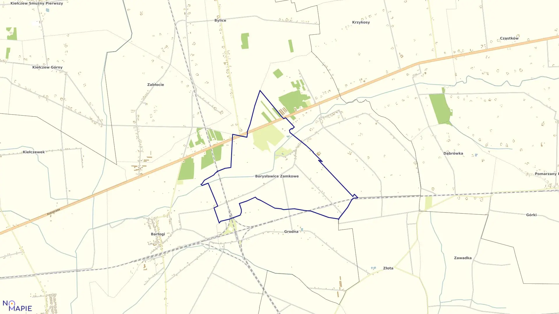 Mapa obrębu BORYSŁAWICE ZAMKOWE w gminie Grzegorzew